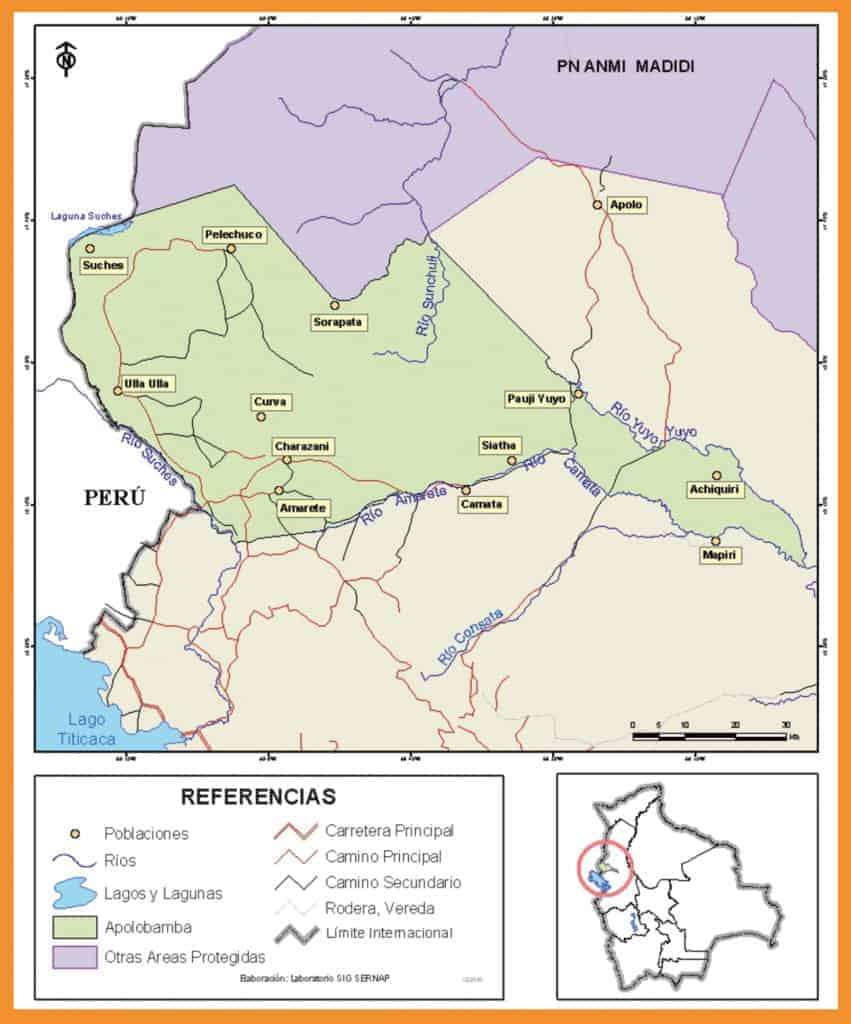 Mapa Área natural de manejo integrado APOLOBAMBA