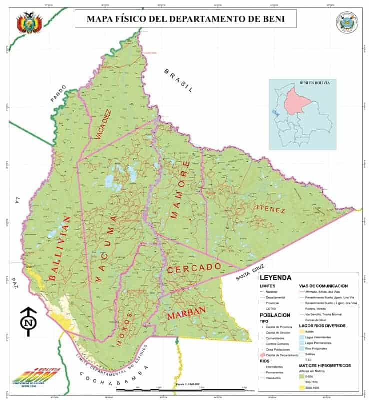 Mapa Físico del Beni