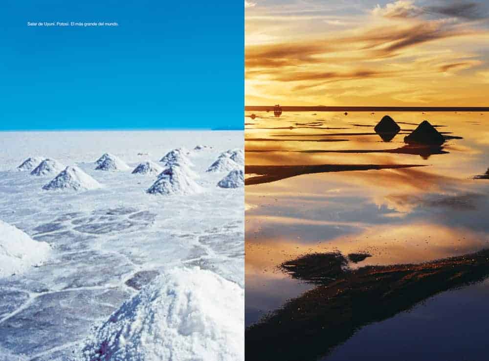 Salar de Uyuni de día y de noche.